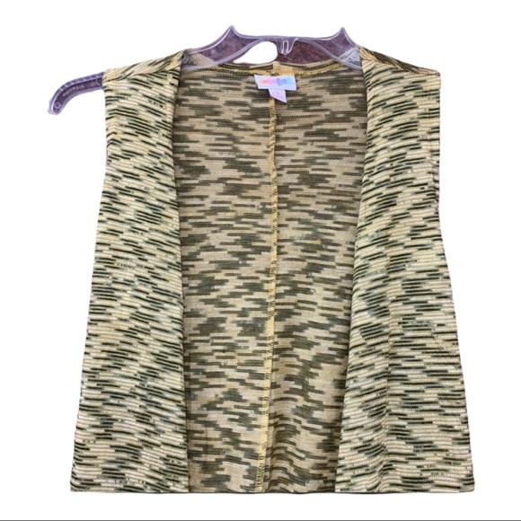 SzS Joy LulaRoe Green/Yellow Cardigan Vest NWT - Picture 2 of 7